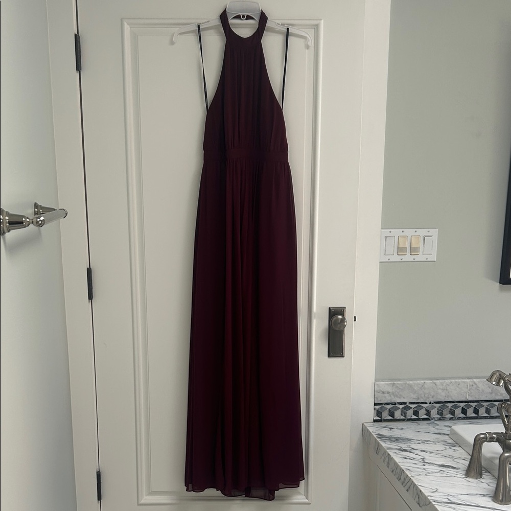 Bill Levkoff Deep Red Backless Gown